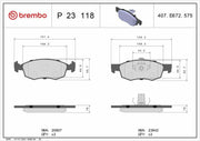 brembo p23118 brake pads front view, brembo p23118 technical specifications, fiat doblo brake pads installation image BREMBO P23118 Brake Pads - Front for Fiat Doblo 1.9Jtd | 18 mm Thickness BREMBO P23118 Brake Pads for Fiat Doblo brembo, brake-pads, fiat-doblo, car-parts, mechanics, automotive-repair, braking-system, front-brakes, car-owners, ai-generated