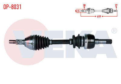 Veka OP-8031 Complete Axle Left-Right Front Opel Insignia 2.0 CDTi (A20dth) A-T Length 619mm 2008 — Axles, CV Joints & Boots