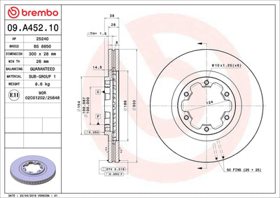 Brembo 09.A452.10 Brake Disc Front Standard Nissan — Brake Rotors & Drums
