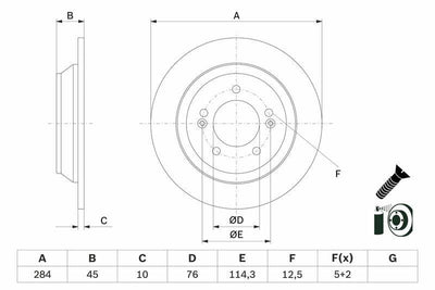 BOSCH Brake Disc 0986479G28 - 17 Kona 1.6 - 2 Pieces — Brake Rotors & Drums