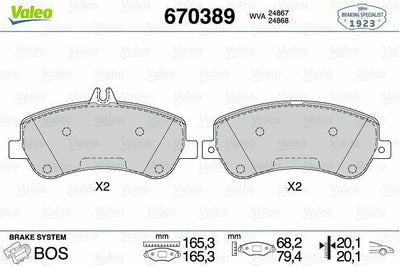 VALEO 670389 Front Brake Pad Set for 10-GLK Series (X204) - Quality Brake Component — Brake Pads