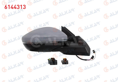 Alkar 6144313 Outer Rear View Mirror Right Electric Heated Primed Automatic Folding with Turn Sig — Tail, Signal & Reflectors