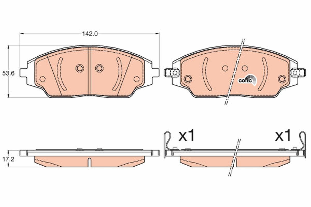 TRW GDB3579 Front Brake Pad Chevrolet Aveo T300 1.2 1.4 1.6 1.3D 11- (14 Inch) — Brake Pads