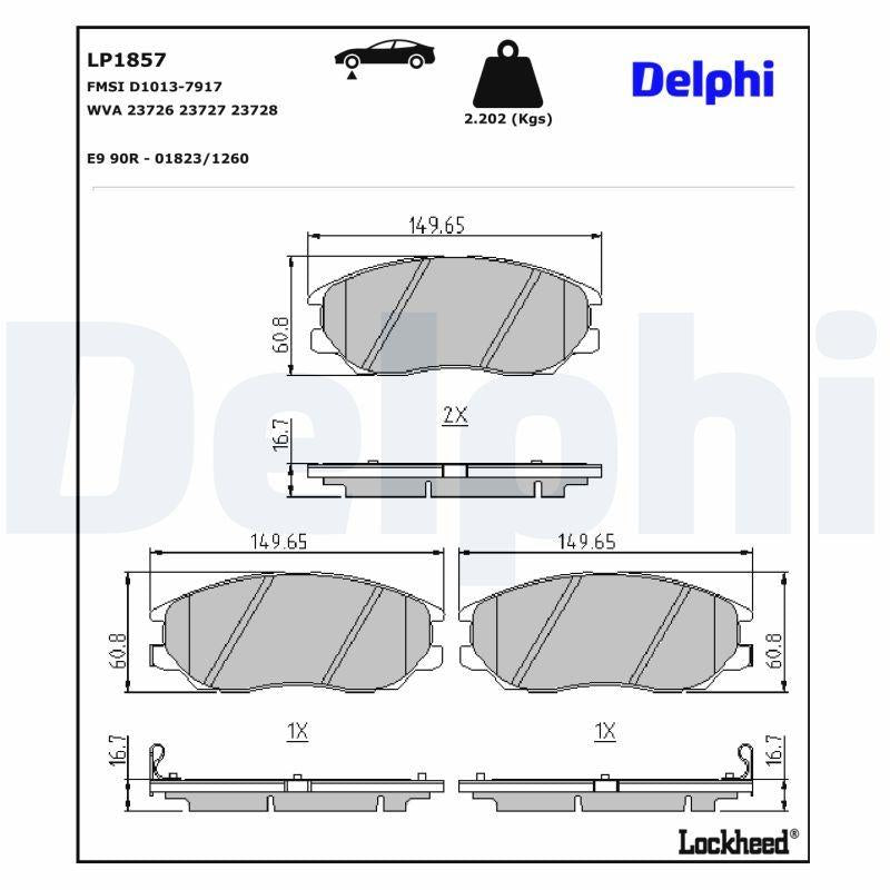 Delphi LP1857 Brake Pad Brake Front-(Ssangyong: Rodius 05 -)
