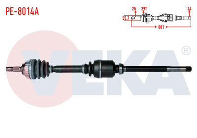 Veka PE-8014A Complete Axle Right Front Peugeot 306 (7B,N3 — Axles, CV Joints & Boots
