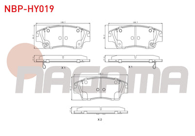 NAGAMA NBP-HY019 Brake Pad Front with Wear Indicator Cable Drilled Hyundai Tucson (Tle) 1.6 T-GDI 2015-/ Tucson (Tle) 1.6 GDI 2015-/ Tucson (Tle) 2.0 CRDi 2015-/ Kia Sportage (Ql) 1.6 GDI 2015-/ Sportage (Q