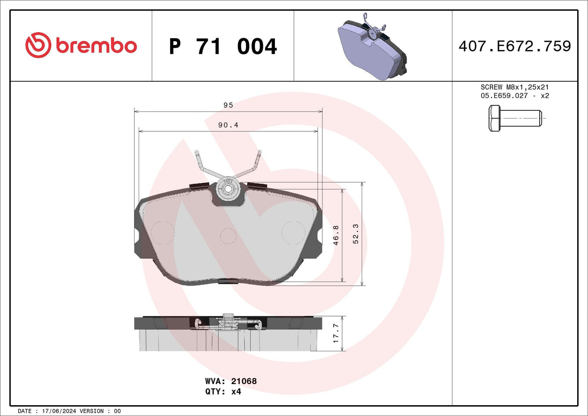 Brembo P71004 Brake Pad Front Low-Met Saab — Brake Pads