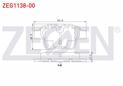 Zegen ZEG1138-00 Brake Pad Rear Peugeot 307 1.6 90 Hp 2000-2007 / 307 1.6 HDi 90 Hp 2000-2007 / 207 1.4 HDi 2006 — Brake Pads