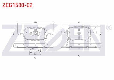 Zegen ZEG1580-02 Brake Pad Front with Wear Indicator Opel Corsa E 1.3 CDTi 15 Rim 2014-/ Corsa E 1.2 2014-/ Corsa E 1.4 2014-/ Adam 1.2 2013-/ Adam 1.4 2013