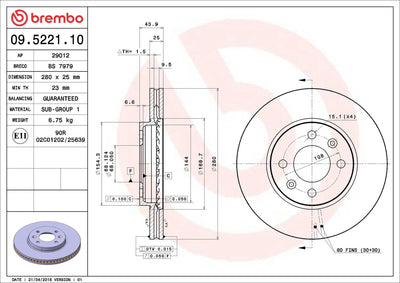 Brembo 09.5221.10 Brake Disc Front Standard Saab — Brake Rotors & Drums
