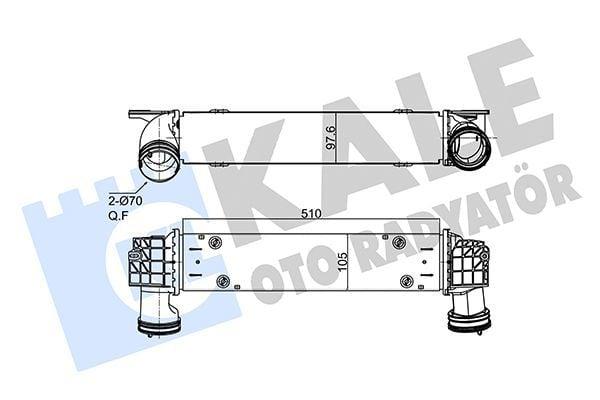 kale turbo radiator intercooler front view, kale turbo radiator intercooler technical specifications KALE Turbo Radiator Intercooler - Precision Cooling for E90-E93 Series | 510 mm Length KALE Turbo Radiator Intercooler for E90-E93 Series kale, turbo-radiator, intercooler, e90-e91-e92-e93, car-parts, performance-upgrade, mechanics, car-enthusiasts, automotive, ai-generated