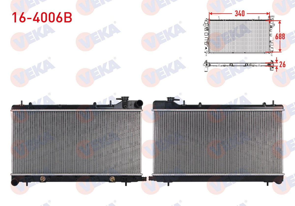 Veka 16-4006B Su Radiator Brazing Subaru Forester (Sf) 2.0 S Awd A-T 1995-2002 / Impreza (Gc) 1.6i Awd 199 — Radiators & Fans