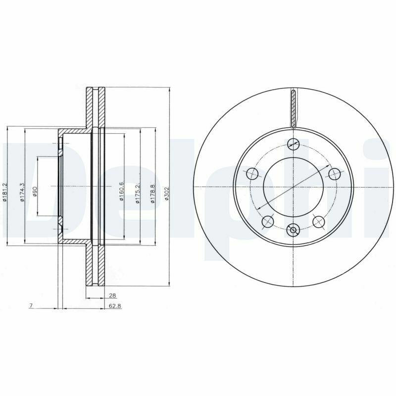 Delphi BG4328 Brake Disc - Ventilated Front Disc for Master III Minibus/Bus — Brake Rotors & Drums