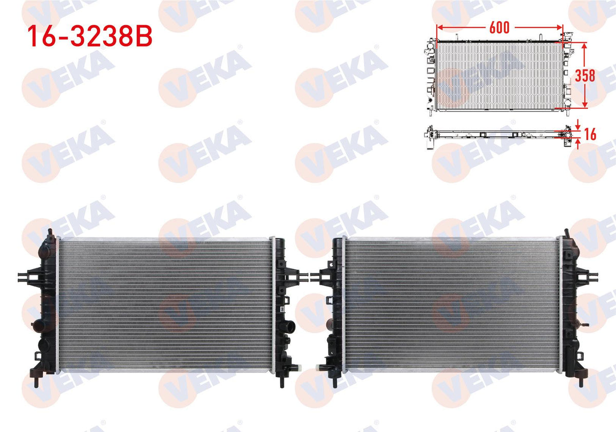 Veka 16-3238B Su Radiator Brazing Opel Astra H 1.6i M-T 2004-2010 — Radiators & Fans