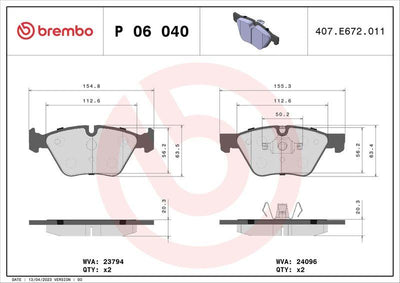 Brembo P06040X Brake Pad Front (BMW E-90 / 91 / 92 / 93 / 320I) Xtra Line — Brake Pads