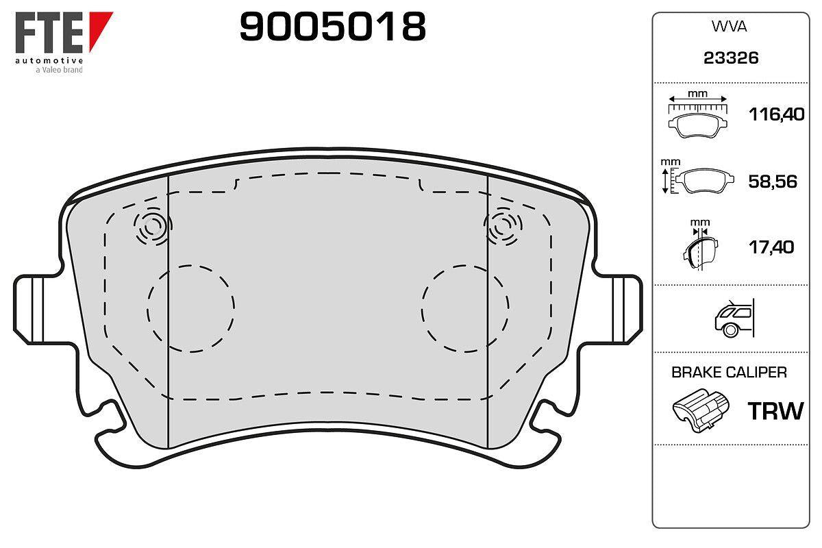 Fte 9005018 Brake Pad Multivan / Transporter / A4 / A6 / A8 Rear — Brake Pads