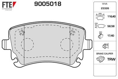 Fte 9005018 Brake Pad Multivan / Transporter / A4 / A6 / A8 Rear — Brake Pads