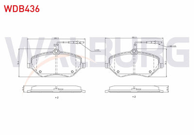 WALBURG WDB436 Brake Pad Front with Connector Peugeot 407 (6D) 2.0 HDi 2004-2011 / Peugeot 407 (6D) 2.0i 2004-20 — Brake Pads