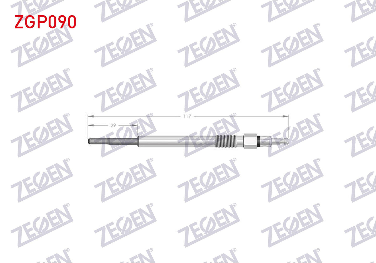 Zegen ZGP090 Glow Plug 7V Volkswagen Golf V 2006-/ Jetta III 2007-2010 / Passat 2005-/ Touran 2006-/ Audi A3 / A4 / A6 / 2.0 TDI | Set of 10