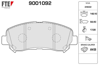 Fte 9001092 Front Brake Pad Nissan Qashqai 1.6 / 2.0 / 2.0 4X4 1,5 dCi 02 / 07 — Brake Pads
