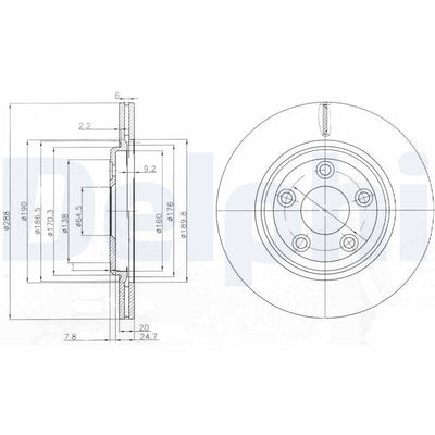 Delphi BG3512 Brake Disc Rear Air Jaguar S-Type/Xj 02-07 — Brake Rotors & Drums