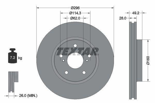 Textar 92174303 *2 Brake Disc Front Is C (Gse2_) 250 (Gse20) 220D 09-| Set of 2 — Brake Rotors & Drums