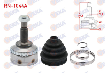 Veka RN-1044A CV Joint Left-Right Front Outer Renault Kangoo (Kc0 / 1) 1.5 dCi with ABS 26 Outer 2 — Axles, CV Joints & Boots