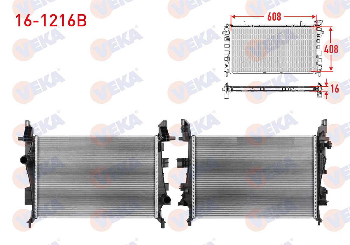Veka 16-1216B Water Radiator Brazing Jeep Compass (Mp) 1.4 T 2017-M-T — Radiators & Fans