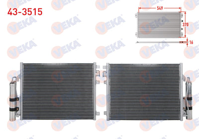 Veka 43-3515 A/C Condenser Renault Kangoo (Kc0 / 1) 1.5 dCi Tuplu M-T 1998-2008 — Condensers & Evaporators