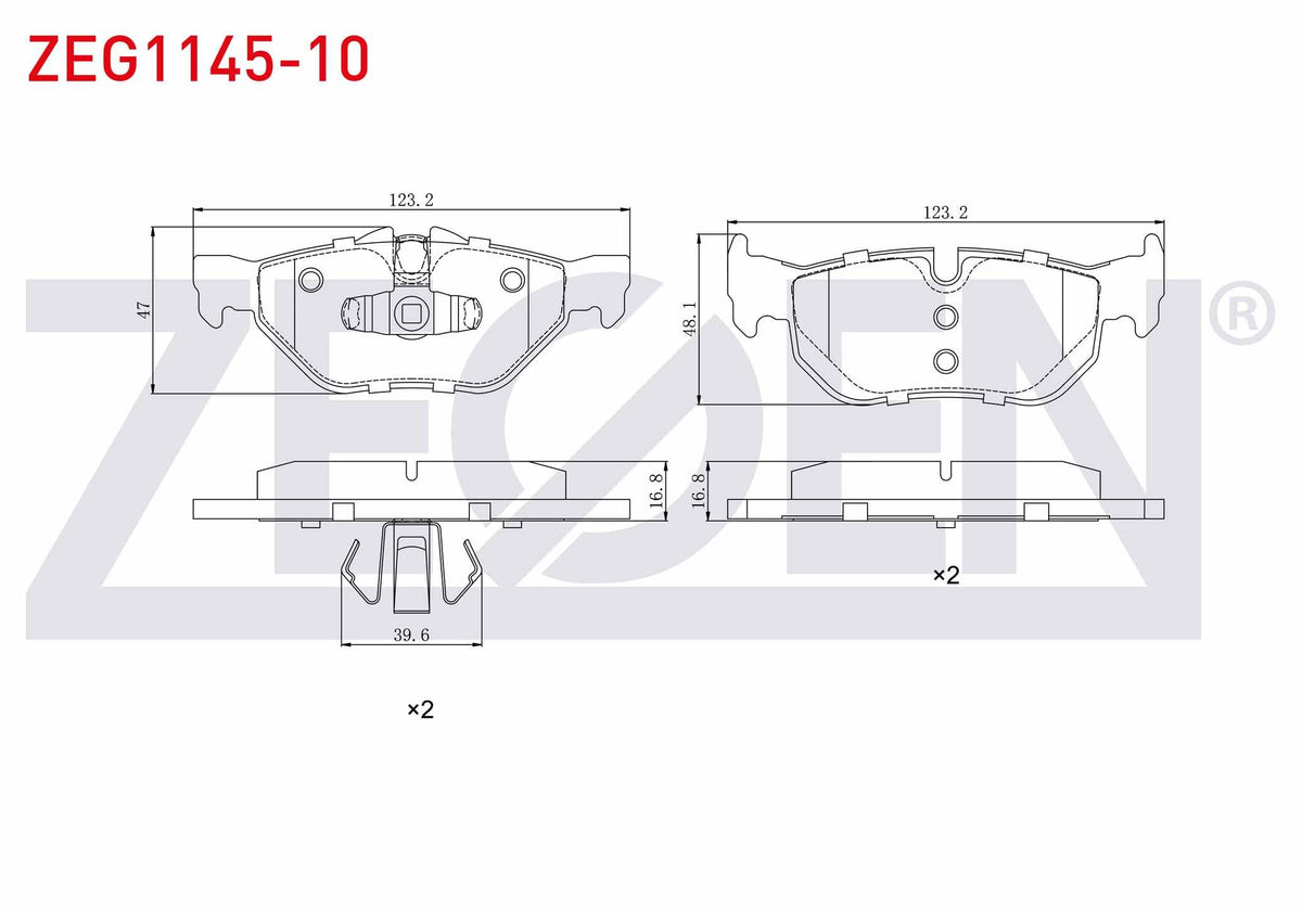 Zegen ZEG1145-10 Brake Pad Rear BMW 3 Series (E90) 320 D 2005-2011 / 316 i 2005-2011 / 320 i 2005-2011 / 318 D 2 — Brake Pads