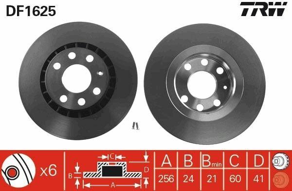 TRW DF1625 Disc Brake - Ventilated 256mm for Vectra and Astra — Brake Rotors & Drums