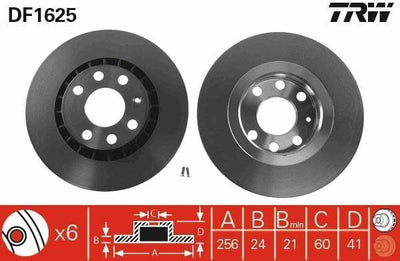 TRW DF1625 Disc Brake - Ventilated 256mm for Vectra and Astra — Brake Rotors & Drums