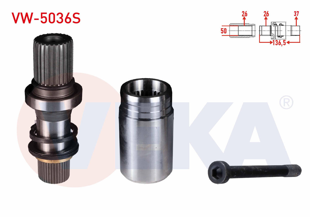 Veka VW-5036S CV Joint Right Front Inner Freze Ek Shaft Kit 26X37x50 Length 136 — Axles, CV Joints & Boots