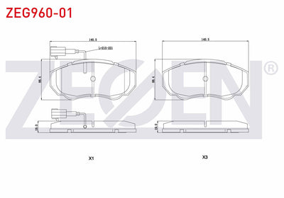 Zegen ZEG960-01 Brake Pad Front with Connector Fiat Ducato 2.8 TDI 2002-2006 / Ducato 2.3 JTD 2002-2006 / Ducato — Brake Pads