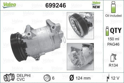 Valeo 699246 A/C Compressor - Megane I, II and 2 more models