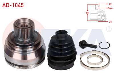 Veka AD-1045 CV Joint Left-Right Front Outer Audi A4 (8K2,B8) 2.0 TFSI 42X28x76 — Axles, CV Joints & Boots