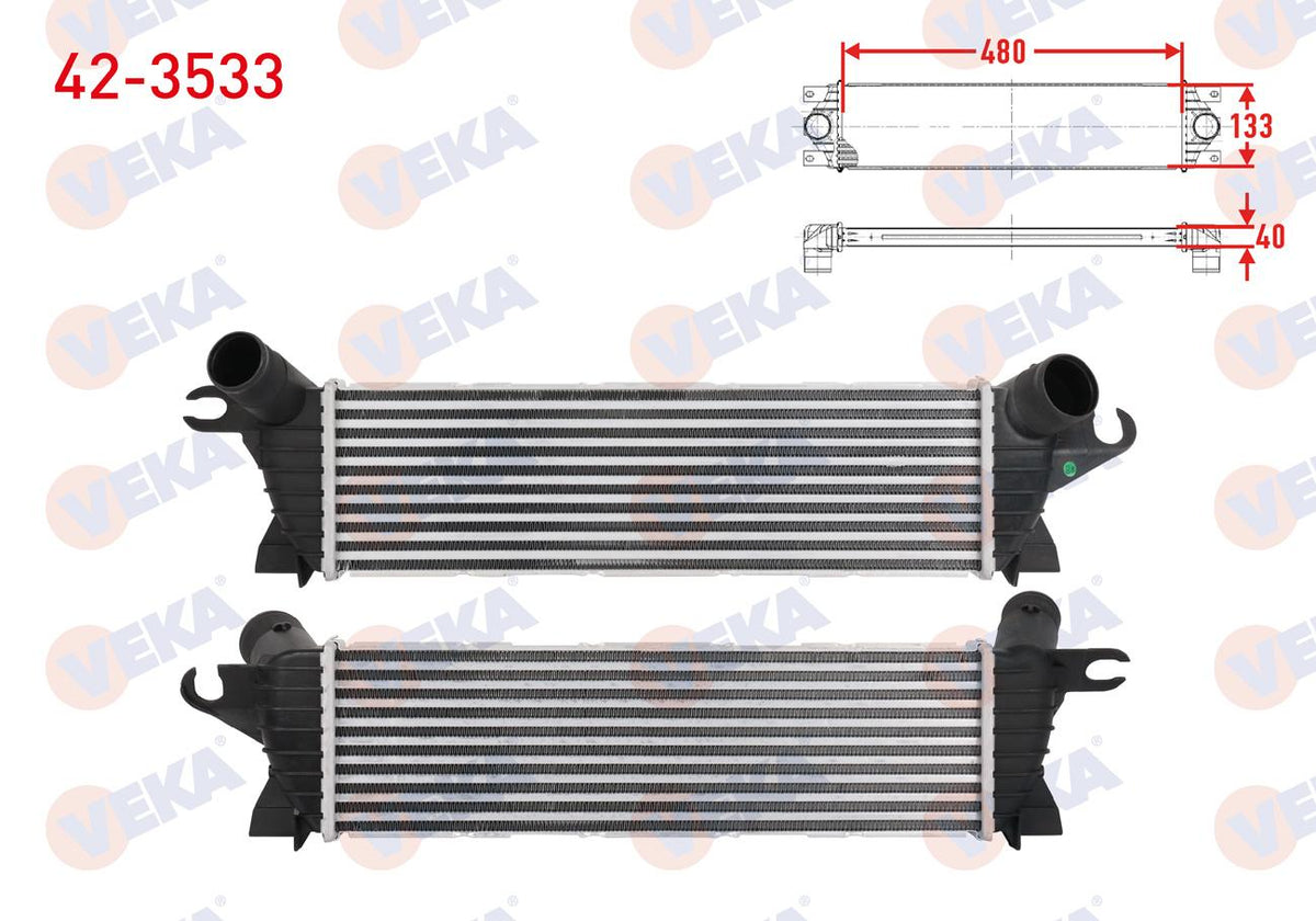 Veka 42-3533 Turbo Radiator (Intercooler) Renault Kangoo 1.9 dCi 2001-2008 — Radiators & Fans