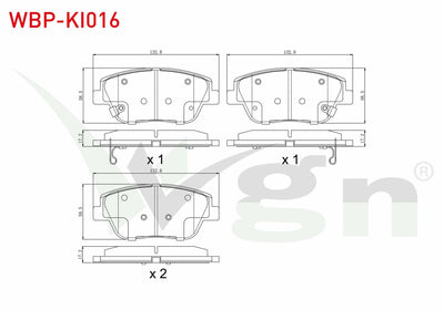 WGN WBP-KI016 Brake Pad Front with Wear Indicator Kia Rio III 1.25 Cvvt 2011-2014 / Rio III 1.4 Cvvt 2011-2014 / Kia Optima 1.7 CRDi 2012-/ Hyundai Sonata V 2.0 CRDi 2005-2010 / 2.0 VVTI 2005-2010