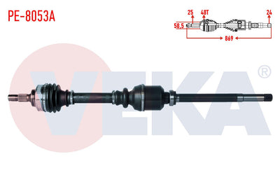 Veka PE-8053A Complete Axle Right Front Peugeot Partner (Center Body) 1.6 HDi with ABS 48 Outer Le — Axles, CV Joints & Boots