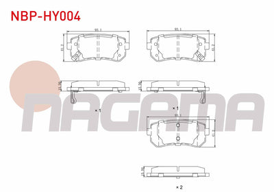 NAGAMA NBP-HY004 Brake Pad Rear with Wear Indicator Drilled Hyundai Accent Era 1.5 CRDi-1.6 Cvvt 06-12 / i30 1.6 CRDi 07-11 / i20 1.4 CRDi 08-15 / Kia Rio II 1.5 CRDi 2006-2011 / Ceed 1.6 CRDi 2006-201