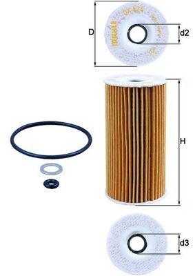 Mahle OX424D Oil Filter Hyundai Accent Era/Getz/i30/Matrix/Kia Ceed/Rio CRDi 06-11 Long Type — Oil Filters