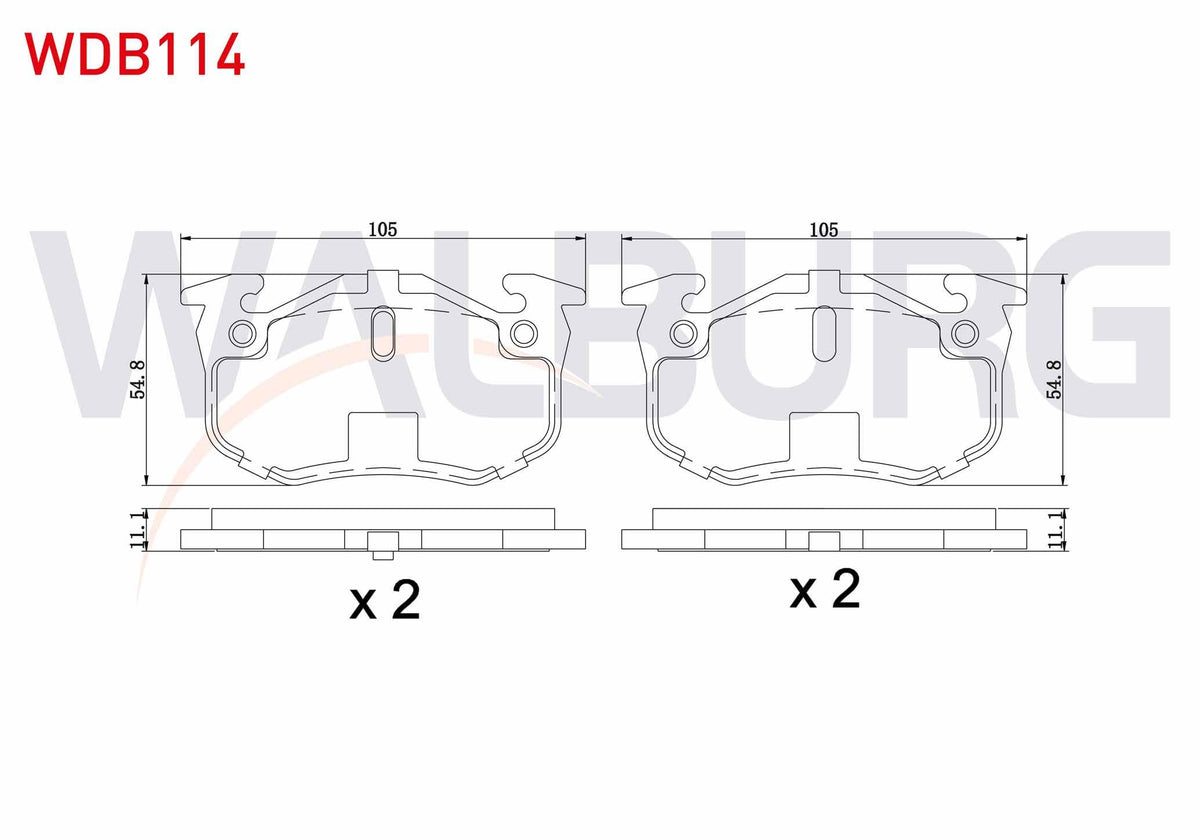 WALBURG WDB114 Brake Pad Rear Peugeot 206 (2A / C) 1.6i 16V 1998-2006 / 1.6 HDi 1998-2006 / 2.0 HDi 1998-2006 / — Brake Pads