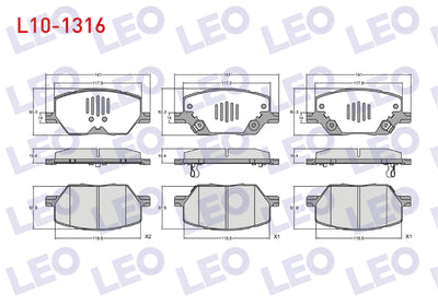 LEO L10-1316 Brake Pad Front with Wear Indicator Fiat 500X 1.4 2014-/ Fiat 500X 1.6 2014-/ Jeep Renegade (Bu) 1. — Brake Pads