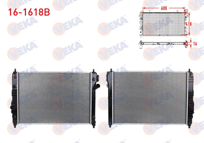 Veka 16-1618B Water Radiator Brazing Chevrolet Aveo (T250) 1.2i-1.2 16V M-T 2006-2011 — Radiators & Fans