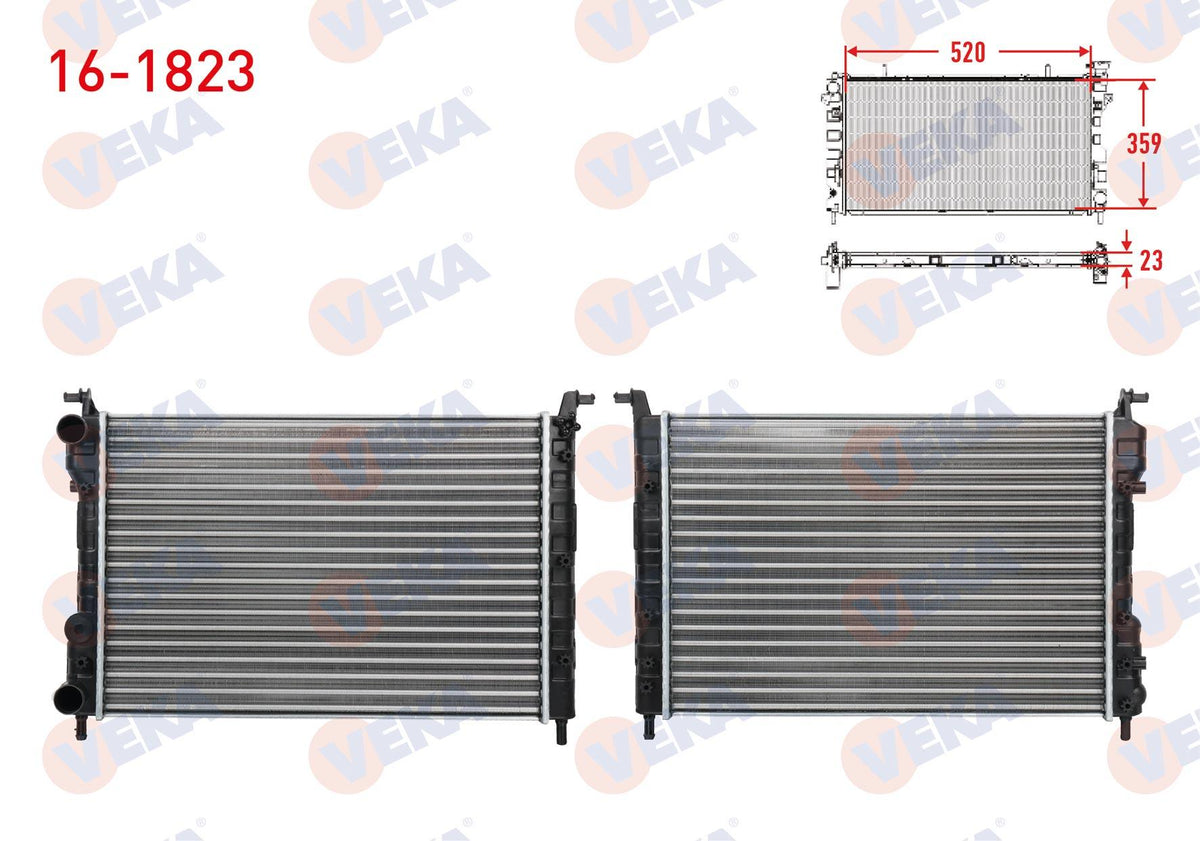 Veka 16-1823 Su Radiator Mechanical (23mm) Fiat Palio (178Bx) (178Dx) 1.2i 16V M-T 1996-2005 — Radiators & Fans