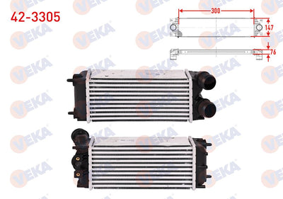 Veka 42-3305 Turbo Radiator (Intercooler) Short Borulu Peugeot Partner Tepee 1.6 HDi 2008 — Radiators & Fans