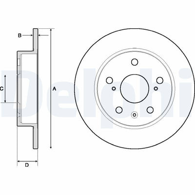 Delphi BG4709C Brake Disc Rear Straight-(with Carbon)-(259-5)-(Suzuki: Sx4 1.6 13-Swift 10-Vitara 15 — Brake Rotors & Drums