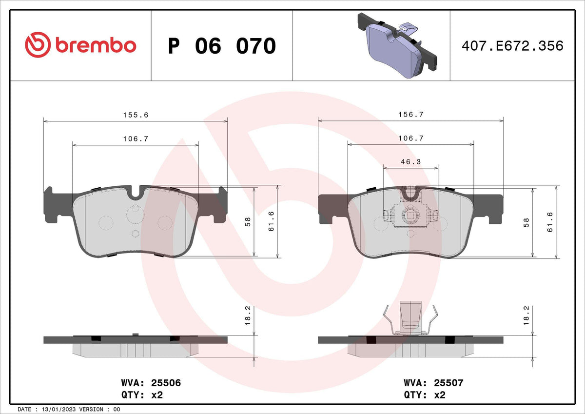Brembo P06070 Brake Pad Front BMW F20 F21 F30 F31 F32 F33 F36 G20 2550601 — Brake Pads