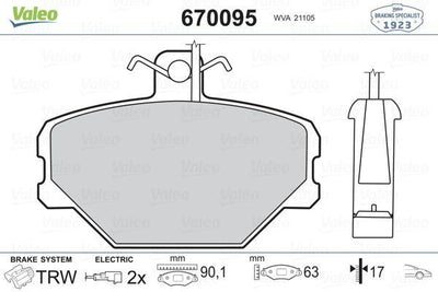 Valeo 670095 Brake Pad Front Tempra Tipo 1.4-1.6 92- — Brake Pads