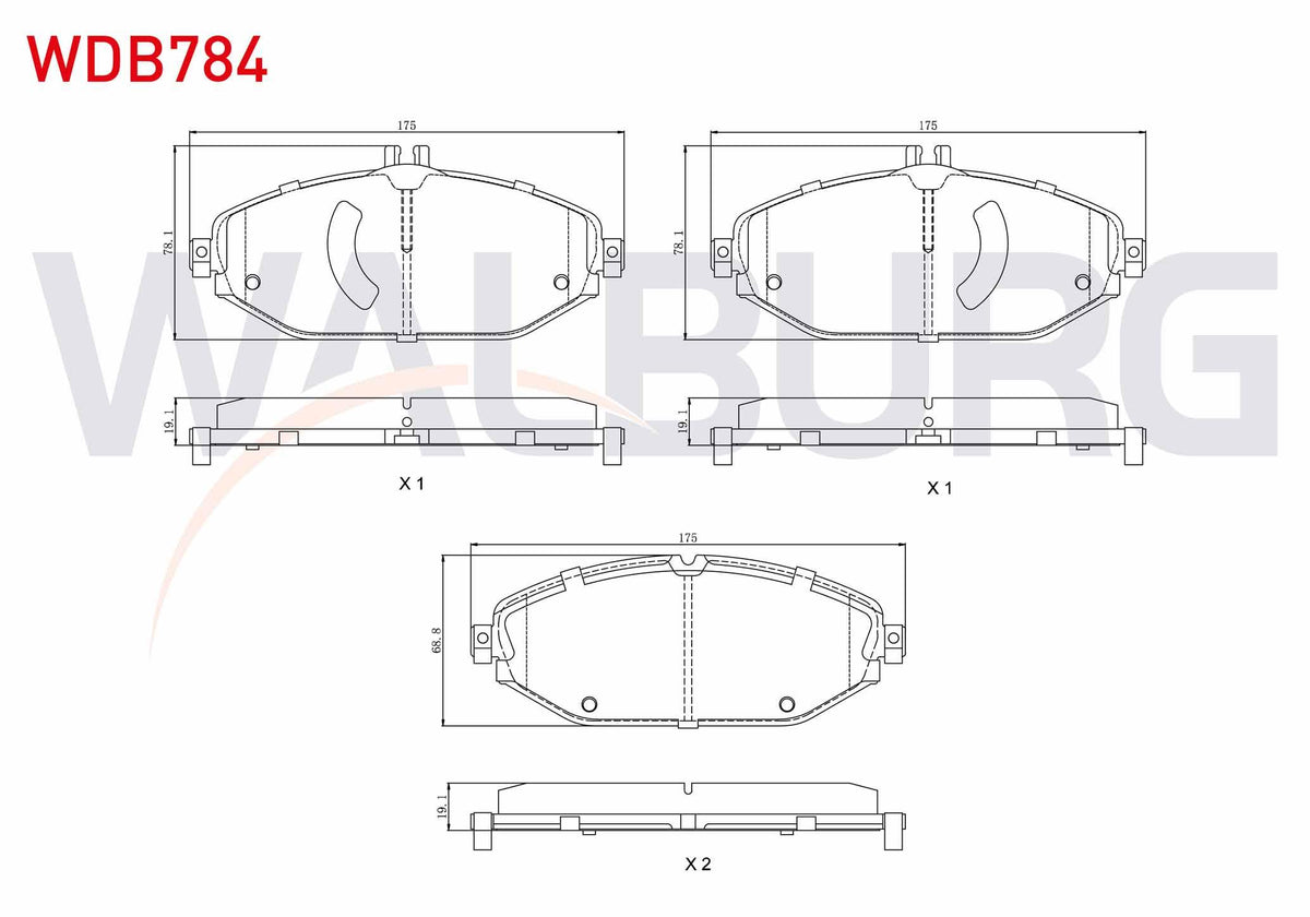 WALBURG WDB784 Brake Pad Front Mercedes E Series (W213) E 200 2016 — Brake Pads